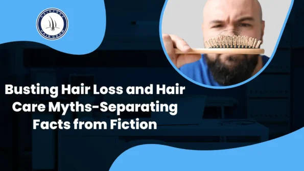 Hair Loss Myths and Facts: Bald man holding a hairbrush with hair strands.