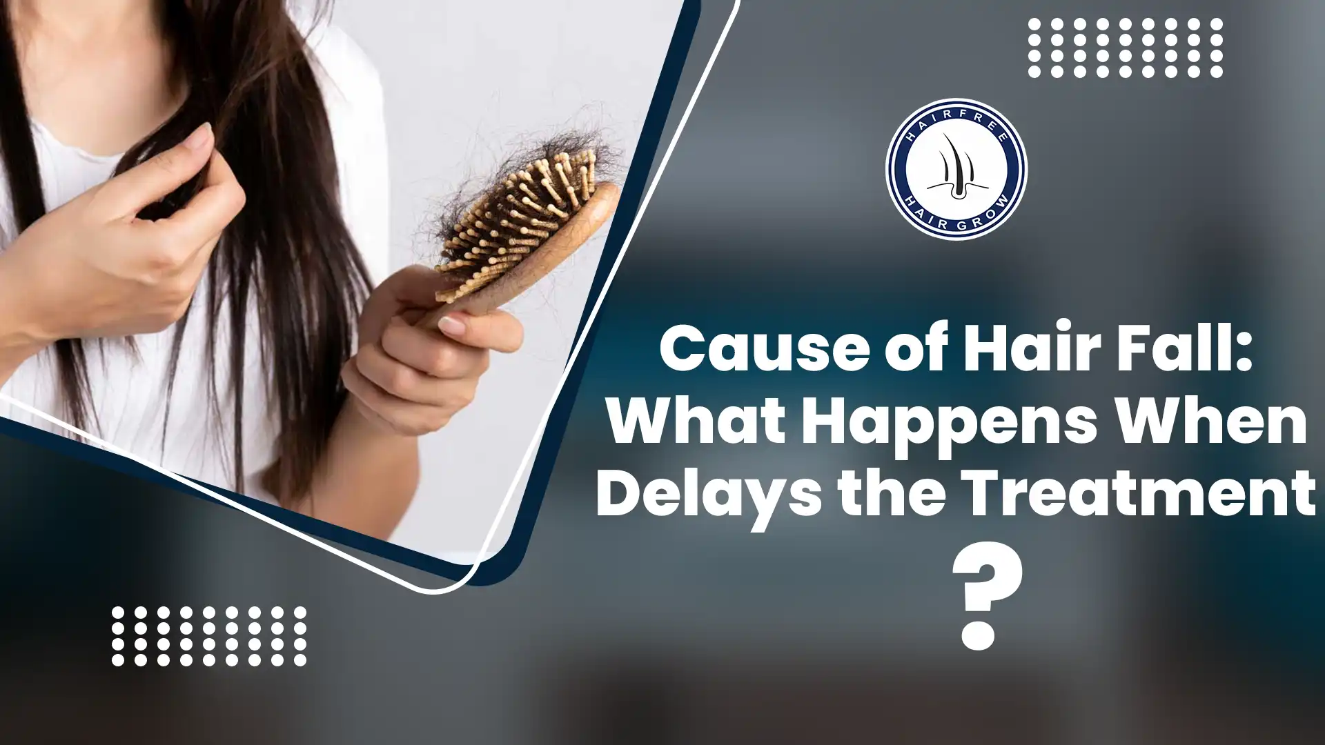 Hair brush with hair strands showing common causes of hair fall.