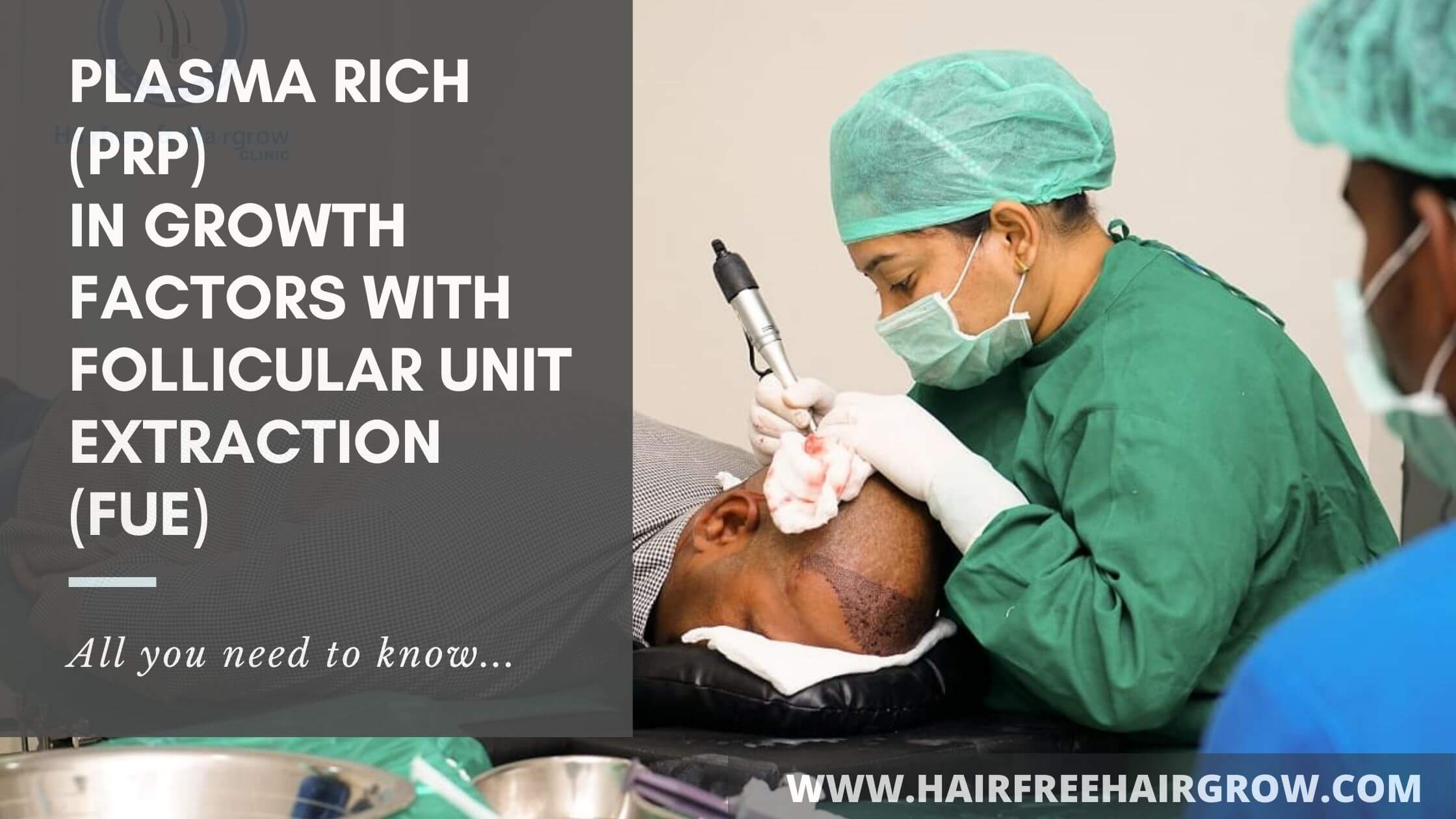 a doctor doing hair transplant procedures of PRP and FUE on a lying face down on operation table