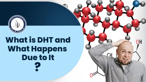 What is DHT? Bald man with DHT molecule