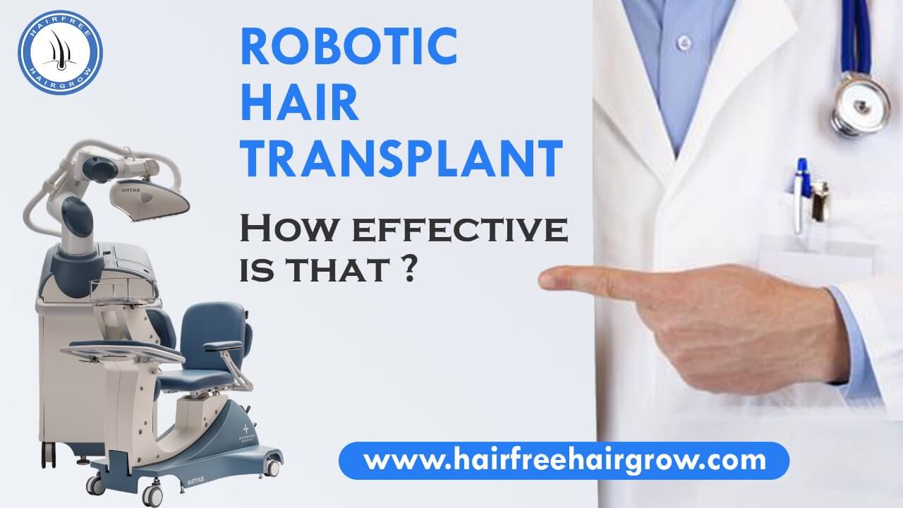 a doctor pointing to a robotic hair transplant machine
