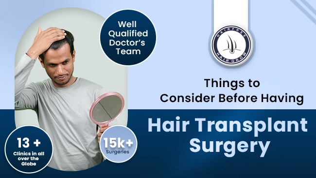 patient looking at his hairline after successful hair transplant surgery done at hairfree hairgrow clinic with 13+ clinic in india and 15k+ surgeries performed