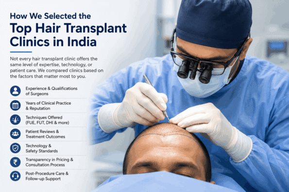 Top 10 hair transplant clinic in India selection criteria with surgeon performing hair transplant