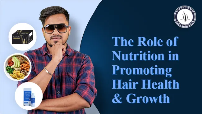 Male hair loss patient analyzing role of nutrients in his hair health