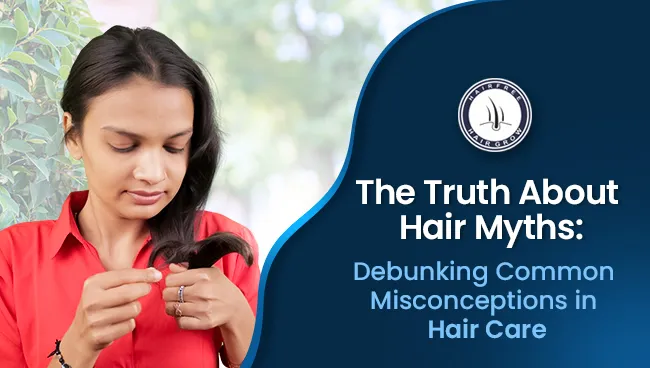 Illustration highlighting common myths about hair care and growth