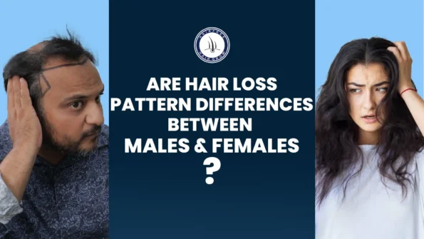 A man and woman showing Hair Loss Pattern differences, highlighting male and female hair loss