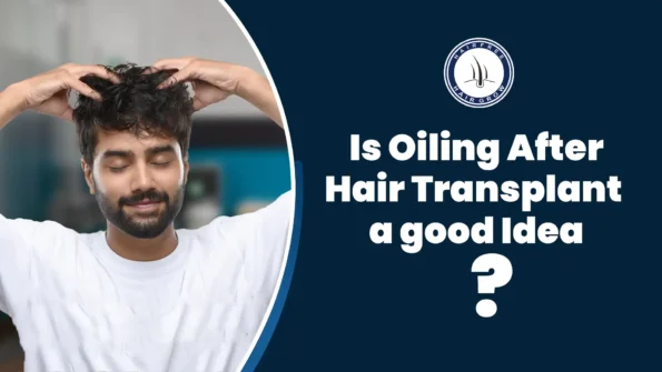 Man applying oil to scalp. Oiling after hair transplant for better care.