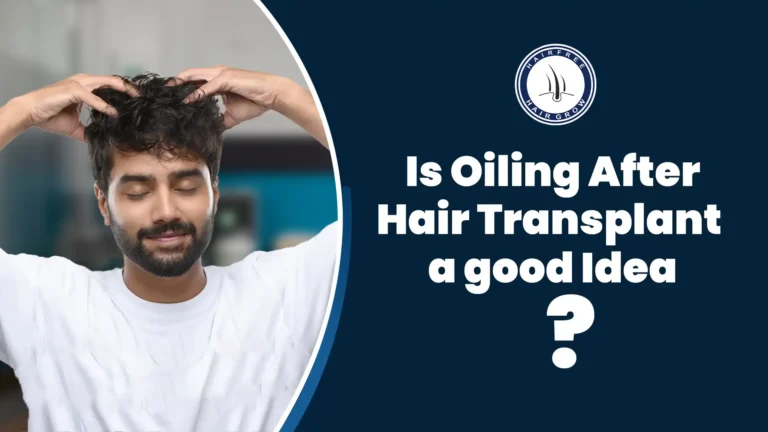 Man applying oil to scalp. Oiling after hair transplant for better care.