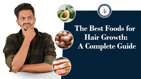 Best Foods for Hair Growth with man and healthy foods