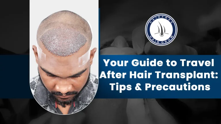 Travel After Hair Transplant – man with fresh hair grafts on head