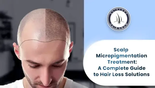 Close-up of scalp micropigmentation treatment in progress