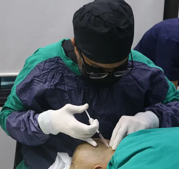 Close-up of anesthesia injection at donor region for pain-free transplant