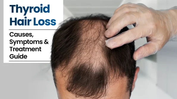 thyroid hair loss showing thinning scalp and treatment examination