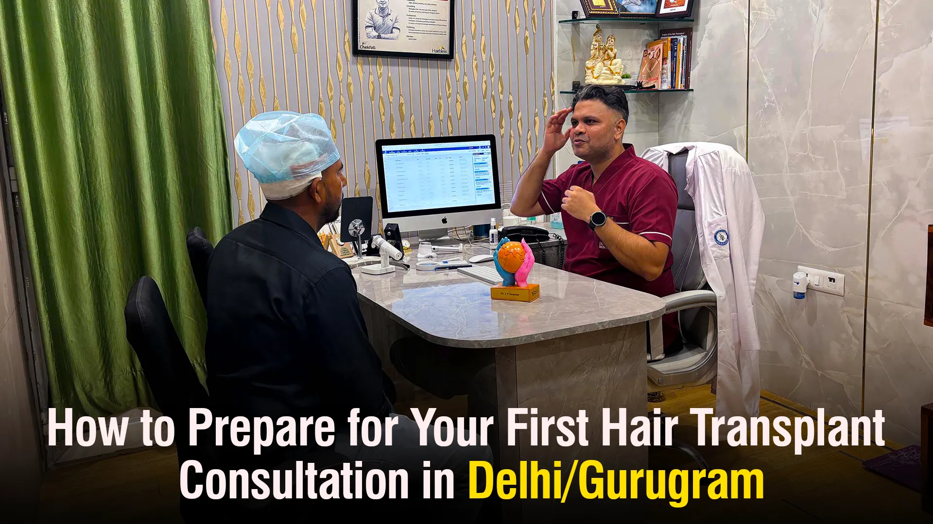 Hair Transplant Consultation in Delhi with doctor explaining procedure to patient
