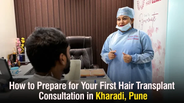 Hair Transplant Consultation in Kharadi with patient discussion at clinic