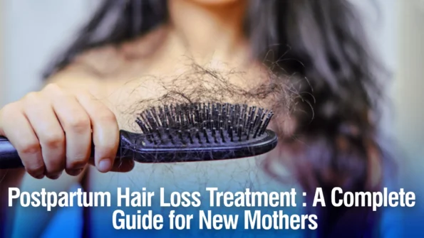 Postpartum Hair Loss Treatment with hair fall shown on brush