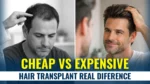 Cheap vs expensive hair transplant comparison showing the real difference in hair restoration results and hair density