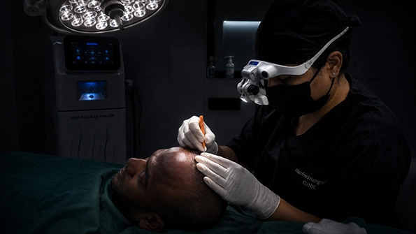 Implanter FUE hair transplant with precise graft placement