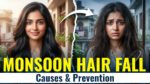 Hair fall in monsoon showing healthy hair before seasonal shedding and hair loss during humid weather