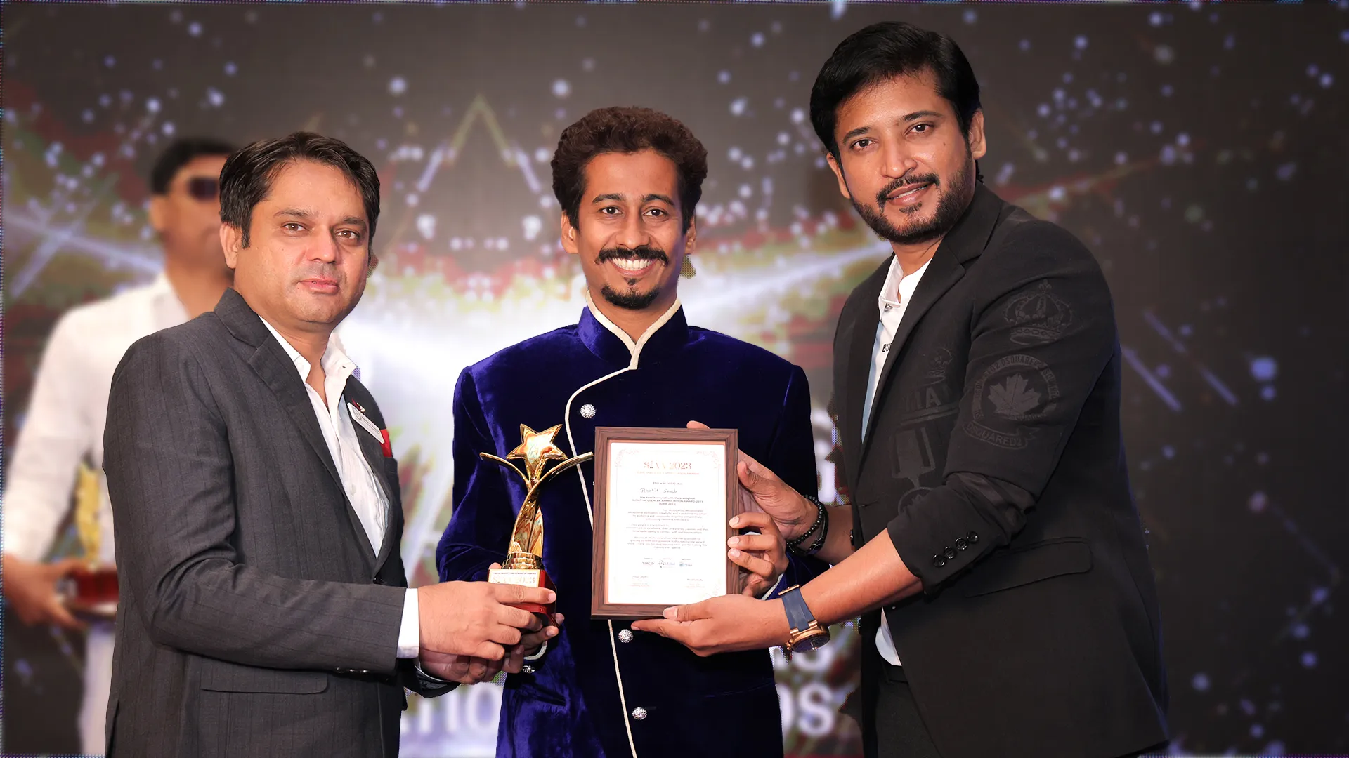 Hairfree Hairgrow team receiving an excellence award at an industry event