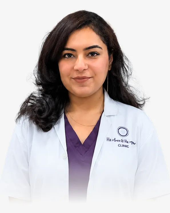 Portrait of Dr. Ishita, dermatologist at HairFree HairGrow Vapi, providing expert care for hair loss, scalp disorders, and skin treatments