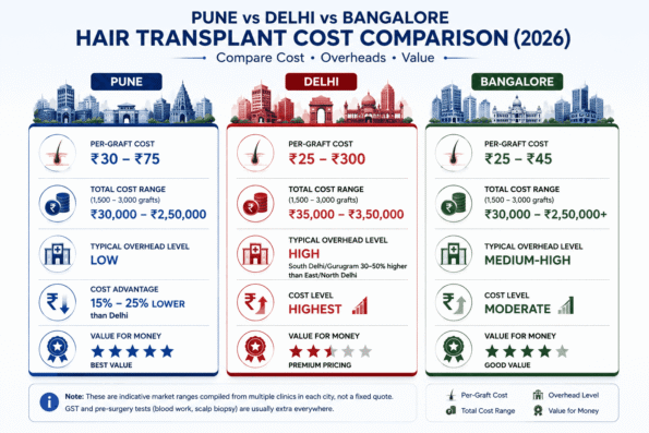Hair Transplant Cost Pune vs Delhi vs Bangalore 2026 Cost Comparison