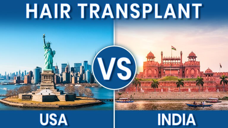 Hair Transplant in USA vs India showing treatment costs and surgeon expertise Hair Transplant in USA vs India showing treatment costs and surgeon expertise