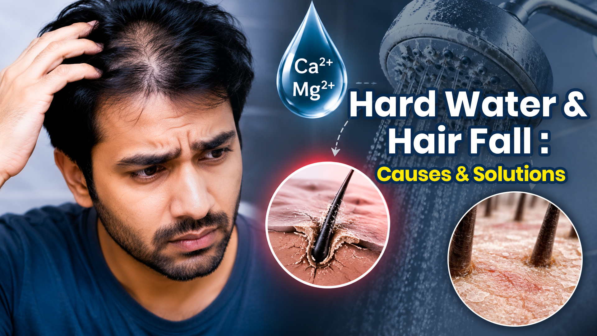 Hard Water and Hair Fall – illustration showing the effects of hard water on hair health