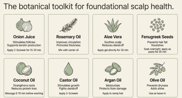 Natural Ways to Grow Hair with healthy hair care tips, balanced nutrition, and scalp massage
