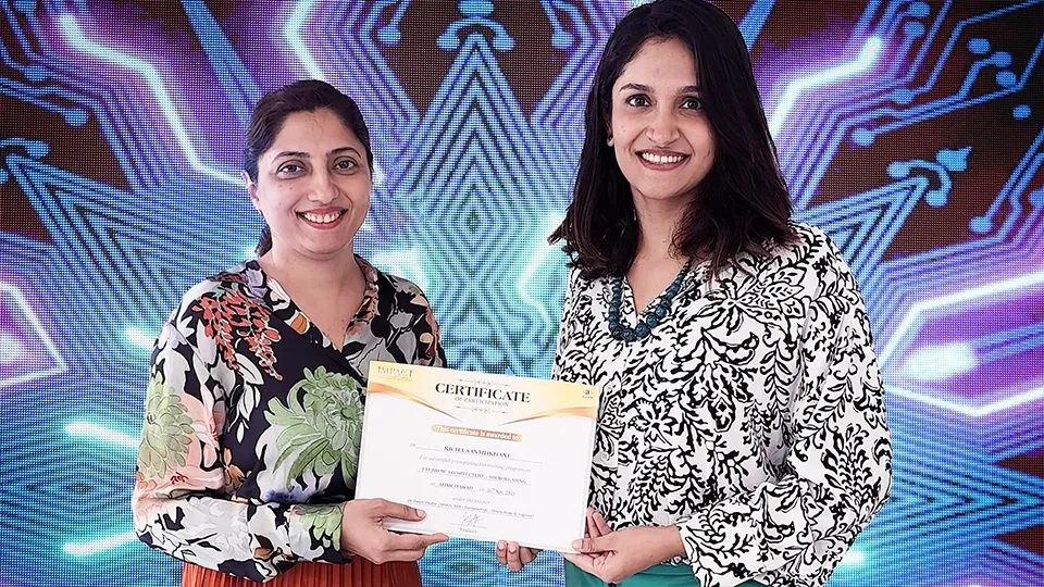 Dr. Richa Sanmukhani receiving professional certification in advanced hair transplant and dermatology