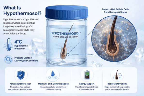 Hypothermosol Solution for Hair Transplant compared with saline for protecting hair grafts during storage