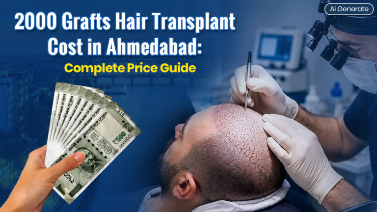 2000 Grafts Hair Transplant Cost in Ahmedabad, showing hair restoration coverage and graft placement for improved hair density.