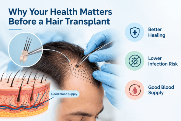 hair transplant with diabetes medical illustration showing hair graft placement and the importance of healing, infection prevention and good blood supply before a hair transplant.